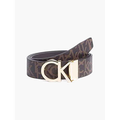 Calvin Klein CK Rev.Adj. New Mono Belt 3.5Cm Cinturón, Brown Monogram, 85 para Hombre