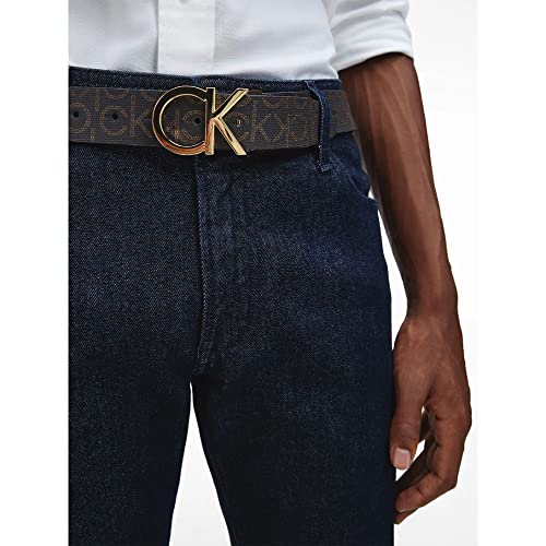 Calvin Klein CK Rev.Adj. New Mono Belt 3.5Cm Cinturón, Brown Monogram, 85 para Hombre