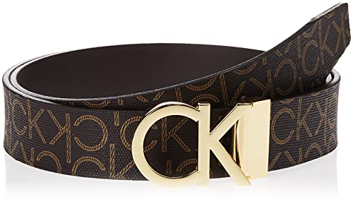 Calvin Klein CK Rev.Adj. New Mono Belt 3.5Cm Cinturón, Brown Monogram, 85 para Hombre