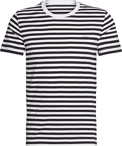 Calvin Klein Jeans Paquete de 2 Camisetas Ajustadas Camisa, Black Beauty/White Black Stripe, L para Hombre