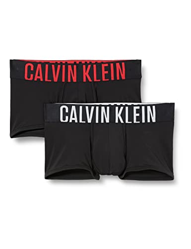 Calvin Klein Low Rise Trunk 2PK Baadores Ajustados para Hombre, Black W. Strawberry Shake/White WB, M