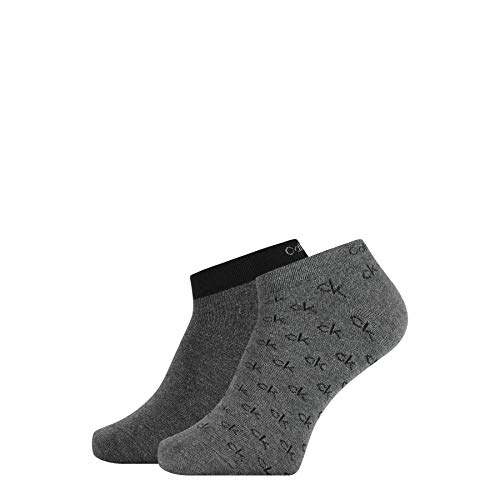 Calvin Klein Men Liner 2p All Over CK Logo Eduardo Calcetines, Gris, 43-46 para Hombre