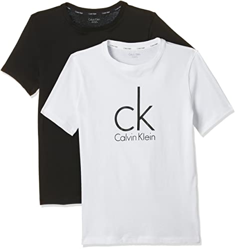 Calvin Klein Modern tee Camiseta, Negro (Black/White Lg 930), 152 centimeters (Talla del fabricante: 10-12) para Niños