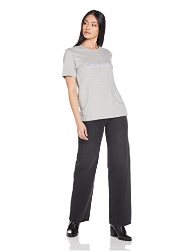 Calvin Klein Pyjama-Top Comfort Cotton Camiseta, Grey Heather_Prepster Blue Logo, XS para Mujer