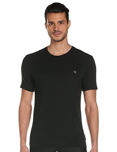 Calvin Klein S/S Crew Neck 2Pk Camiseta de Manga Corta, Black/Grey Heather, L (Pack de 2) para Hombre