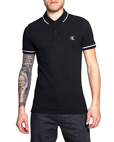 Calvin Klein Tipping Slim Polo Camisa, CK Black, S para Hombre