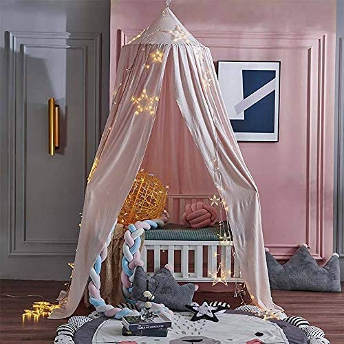 Cama con Dosel para Niños, Juego para Bebés, Interiores o Exteriores, Decoración de la Cama y del Dormitorio, (Altura de 240 cm, Superior: 152 cm, Inferior: 265 cm). rosa