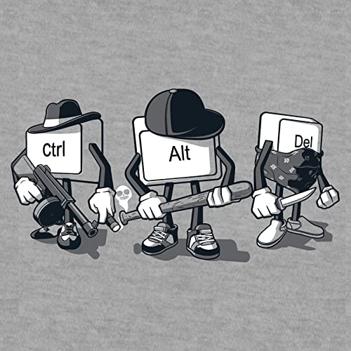 Camiseta Computer Mafia - Humor - Color Gris Mezcla - 85% Algodón & 15% Viscosa - Serigrafía