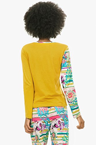 Camiseta de pijama Desigual Ls Pasiley Bloom Nc amarillo L