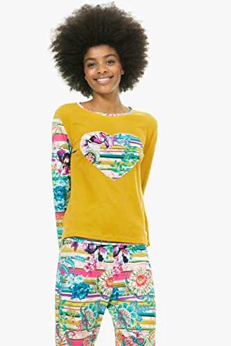 Camiseta de pijama Desigual Ls Pasiley Bloom Nc amarillo L