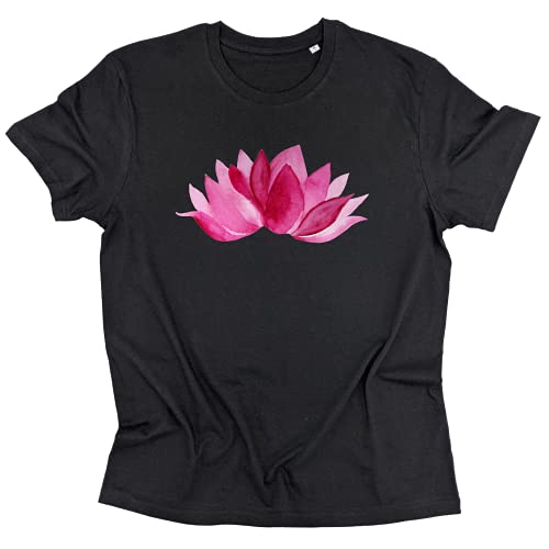 Camiseta Namasté/Flor de Loto Rosado, Algodón Orgánico, Yoga Pilates | Ropa Mujer Hombre T-Shirt Manga Corta, S-XXL Tallas Grandes, Blanca/Negra/Gris Tshirt Camisa Deporte Top Accesorios Regalo