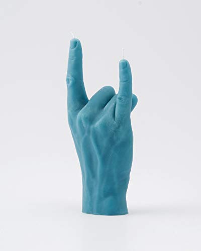 CandleHand Vela gesto de mano YOU ROCK – Tamaño grande de la mano real 20 x 8 x 7,5 cm – Estatua hecha a mano – Decoración del hogar – Cumpleaños, oficina, regalo de inauguración de la casa (Azul)