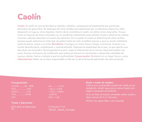 Caolín - Mascarilla Facial de Arcilla Blanca 100% Natural & Ecológica - 1KG