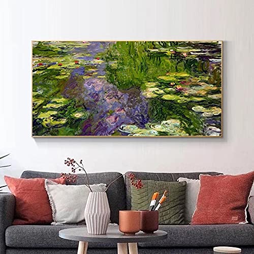 Carteles artísticos impresiones nenúfares ninfas nenúfar lienzo pintura Claude Monet cuadros artísticos de pared para decoración de sala de estar 40x80cm (16x32in) sin marco