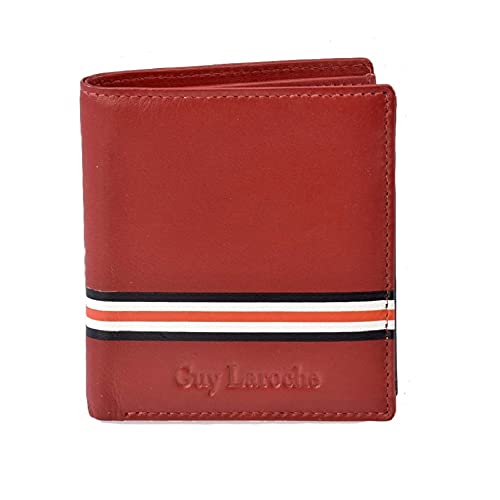 Cartera Guy Laroche Paris de Cuero para Hombre, Cartera Cuero Hombre roja, Tarjetero y Billetero de Cuero, Fabricado en España, Cartera Juvenil y Moderna de Cuero Guy Laroche