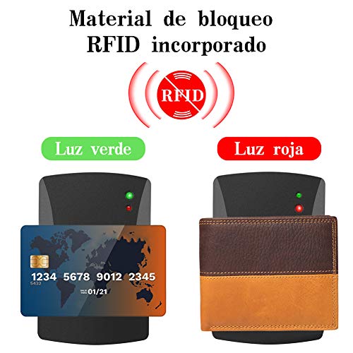 Carteras para Hombre Billetera para Hombre de Cuero auténtico con tecnologia de Bloqueo RFID. Diseño Delgado con 12 Ranuras. Cartera Plegable Regalo de Cumpleaños para Padre Novio