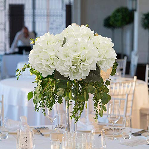 CattleyaHQ 4 Cabezas de Flores Artificiales de Hortensia, Elegante Ramo de hortensias, decoración de Flores Falsas para Fiesta / Boda / hogar / Cocina (Blanco)