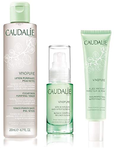 Caudalie Juego vinopure Piel Limpia la nuova Routine anti acné Loción 200 ml + Serum 30 ml + Líquido 40 ml