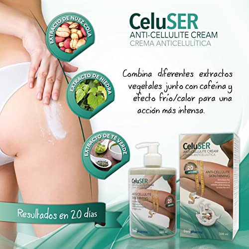 CELUSER CREMA ANTICELULÍTICA - Revolucionaria crema anticelulítica 500 ml - Reduce y previene la acumulación de grasa en caderas y muslos - *Mejor crema anticelulítica 2022* - Resultados en 20 dias