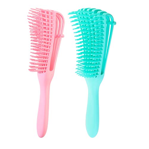 Cepillo Desenredante,Cepillo Desenredante para Cabello,Cepillo Antiestático Masaje,Detangling Brush,Cepillo para Cabello Mojado, Rizado, Grueso, Ondulado (2 piezas (rosa, verde))