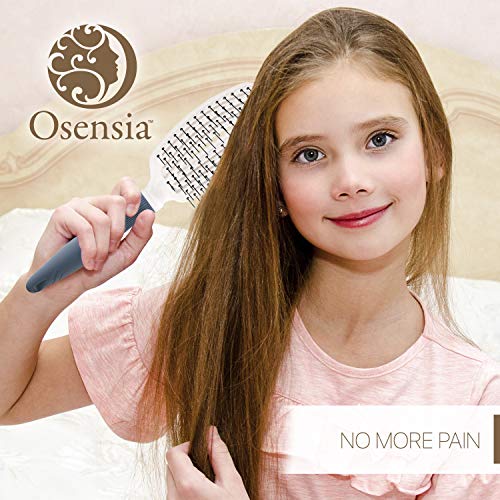 Cepillo para desenredar Flex con cerdas de Nylon para el pelo – Cepillo desenredante para niños, hombre y mujer – Cepillo de pelo brillo, crecimiento y roturas – Cepillo desenredante fácil de Osensia