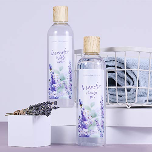 Cestas de Regalo para Mujer, Green Canyon Spa Set de Baño Mujer 11 Piezas Fragancia de Lavanda Incluye Loción Corporal, Gel de Ducha, Crema de Manos Caja SPA Regalo para Cumpleaños, Navidad o Festival