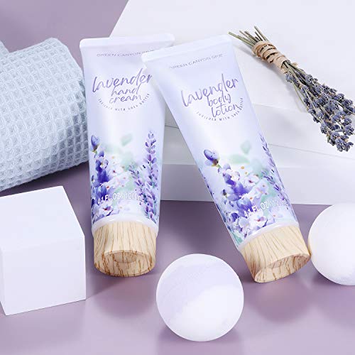 Cestas de Regalo para Mujer, Green Canyon Spa Set de Baño Mujer 11 Piezas Fragancia de Lavanda Incluye Loción Corporal, Gel de Ducha, Crema de Manos Caja SPA Regalo para Cumpleaños, Navidad o Festival