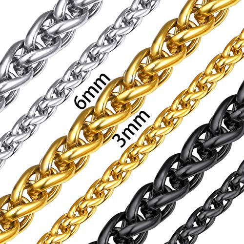 ChainsHouse 3mm Cadenas Espiga 50cm Oro baño Hombre Cadena para Colgante