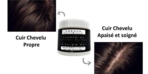 CHAMPÚ DE SAL MARINA EXFOLIANTE PURIFICANTE, ANTICASPA, PARA EL CABELLO GRASO, LUCHA CONTRA LAS IRRITACIONES Y PICAZON DEL CUERO CABELLUDO, LA PSORIASIS, EL ECZEMA, EL ACNE DEL CUERO CABELLUDO. 250G