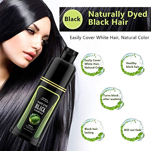 Champú natural para el cabello negro, champú para teñir el cabello con tinte de depilación blanca de 250 ml Champú instantáneo para el cabello para hombres y mujeres(250ml)