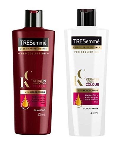 Champú y acondicionador de queratina para cabello con color, suave, de 400 ml cada uno, de Tresemmé.