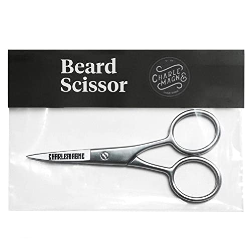 Charlemagne Beard Scissors - tijeras de barba y el bigote de acero inoxidable - Extremadamente afiladas - pequeñas - Tijeras de peluquería -Tijeras para barba y bigote y el pelo de la nariz