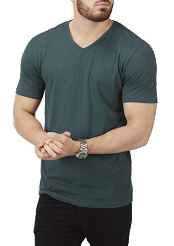 Charles Wilson Paquete 4 Camisetas Elásticas Elastano Cuello Pico (Large, Dark Essentials 64)