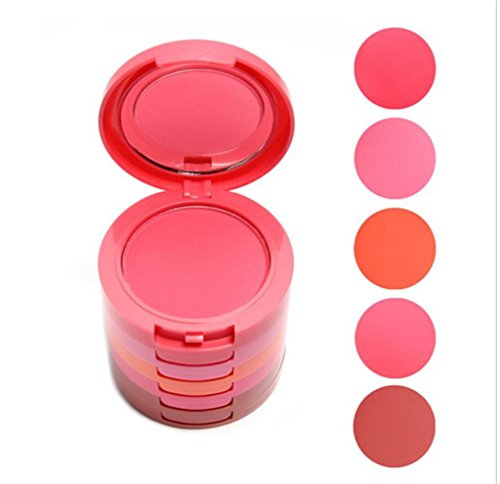 CHAWHO Blush Maquillaje, 5 colores Paleta de Maquillaje Cosmética, Palette de Blush para los Amantes de Maquillaje, Principiantes y Artista de Maquillaje Profesional