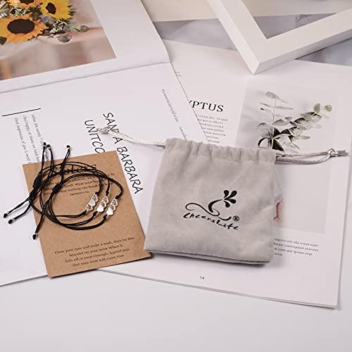 CheersLife 3 Piezas Pulsera de Hermana Pulsera De La Amistad Mejor Amigo Corazón Hueco Pulsera De Acero Inoxidable Joyería a Juego Regalo Para Mujeres Niñas Madre Hija