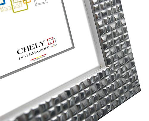 Chely Intermarket | 12A2E | Marco de Fotos 18x24cm (Plata) Mod-215 Estilo galería | Marco de Madera para Decoración de Casa | Fotografías de Boda | moldura con Relieve.(215-18x24-0,55)