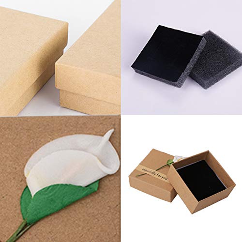 CHENKEE Cajas de Regalo de Joyería de Papel, 15 pzs Ecológico Cajas de Regalo Rectangulares Papel Kraft Cajas de Cartón con Espuma and Tapa ajaspara Joyería Anillos Exhibición