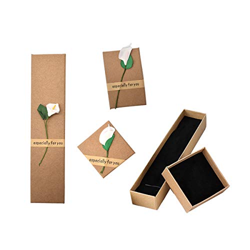 CHENKEE Cajas de Regalo de Joyería de Papel, 15 pzs Ecológico Cajas de Regalo Rectangulares Papel Kraft Cajas de Cartón con Espuma and Tapa ajaspara Joyería Anillos Exhibición