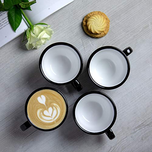 City to Cottage® Blanco y Negro | Diseño Lunares | Hecho a Mano por Diseñadores | Cerámica Única de 9oz/250ml | Taza de Café Capuchino con Plato | Regalo