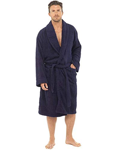 CityComfort Albornoz Hombre Ducha, Ropa Hombre Algodón 100%, Bata Hombre Invierno Talla M - 4XL (M/L, Azul Marino)