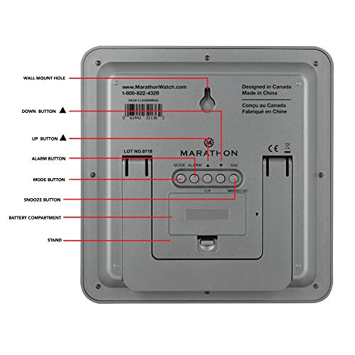 CL030049 - Reloj digital de pared, con fecha, día, número de semana, temperatura, alarma y fase lunar, blanco Pilas incluidas.