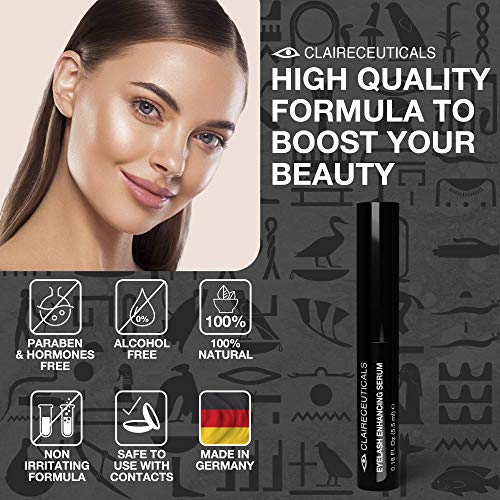 CLAIRECEUTICALS Eyelash Serum Pestañas Crecimiento - Serum Natural Crece Pestañas Desde la Raíz - Alargador de Pestañas, Hidratación y Anti Rotura - Fortalecedor de Pestañas y Crecimiento Cejas, 5.5ml