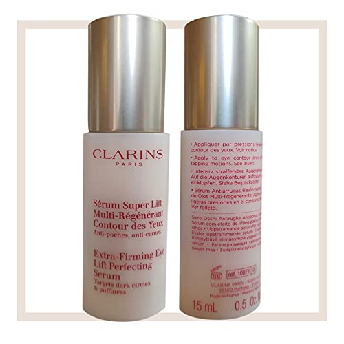 CLARINS PARIS Extra Reafirmante Suero Perfeccionador de Lifting de Ojos | Objetivos Ojos y Puffiness 15 ml | Clarins Sérum Super Lift Contour Des Yeux Multi-régénérant Anti-poches, Anti-cernes