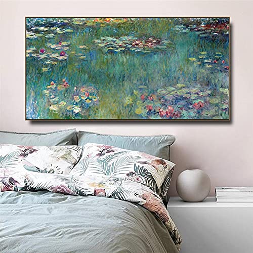 Claude Monet arte lienzo pintura nenúfares ninfas nenúfar arte de pared carteles e impresiones imágenes sala de estar decoración 70x140cm sin marco