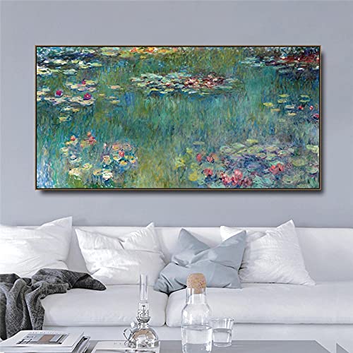 Claude Monet arte lienzo pintura nenúfares ninfas nenúfar arte de pared carteles e impresiones imágenes sala de estar decoración 70x140cm sin marco