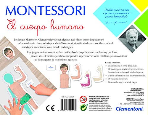 Clementoni - Montessori -Juguete educativo El Cuerpo Humano(55292)