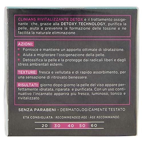 CLINIANS RIVITALIZZANTE DETOX tratamiento super-hidratante SPF 15, con Detoxy Technology, 50 mL