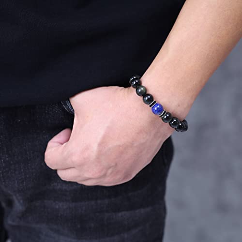 COAI Pulsera Unisex con Cuentas de Obsidiana y Lapislázuli M