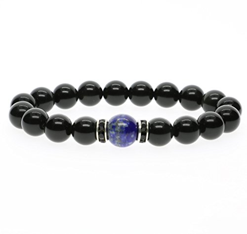 COAI Pulsera Unisex con Cuentas de Obsidiana y Lapislázuli M