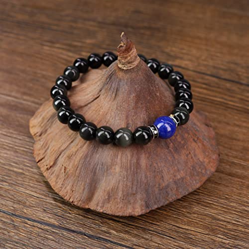 COAI Pulsera Unisex con Cuentas de Obsidiana y Lapislázuli M